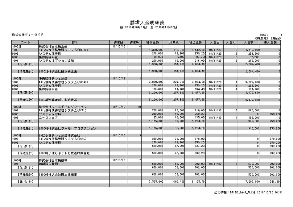 請求入金明細表