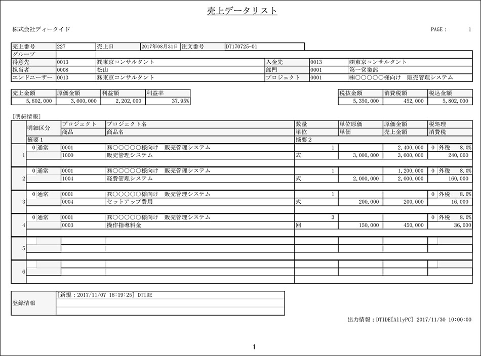 売上データリスト（明細情報）