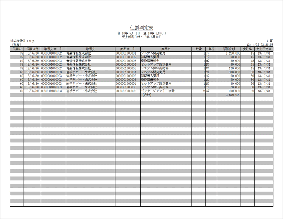 仕掛判定表